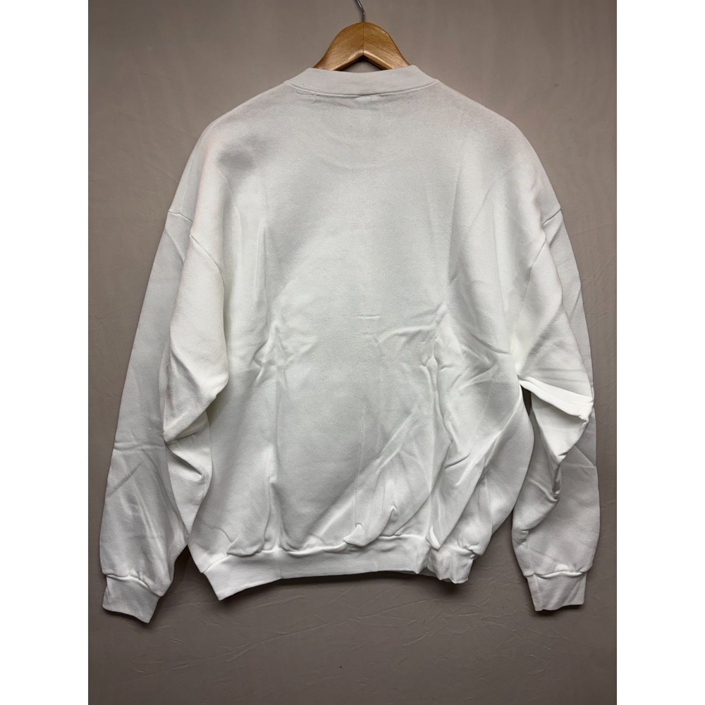 Vintage Fruit Of The Loom Sweatshirt Mens White Fleece Pullover USA Made XL NWOT - Picture 4 of 6